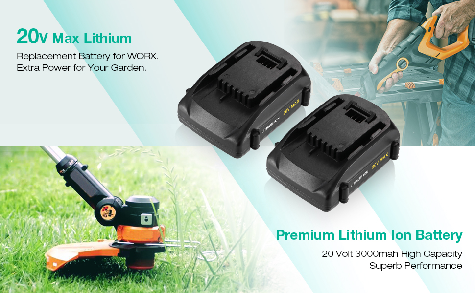 FirstPower 3.0Ah Replace for Worx 20V Lithium Battery – Compatible for